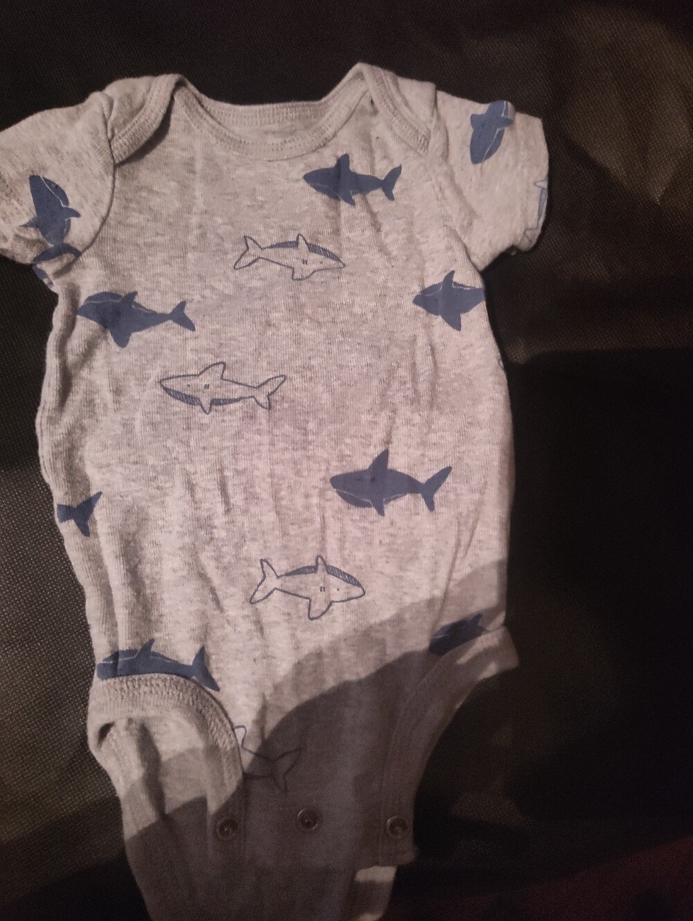 Carter's Gray One-Piece Bodysuit with Blue Shark Print